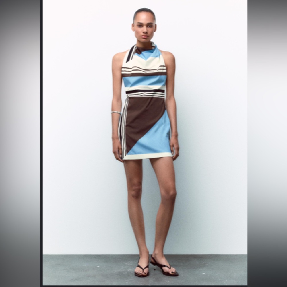 Zara striped poplin dress